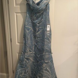 Maroni  Blue / Turquoise Leaf Pattern Dress